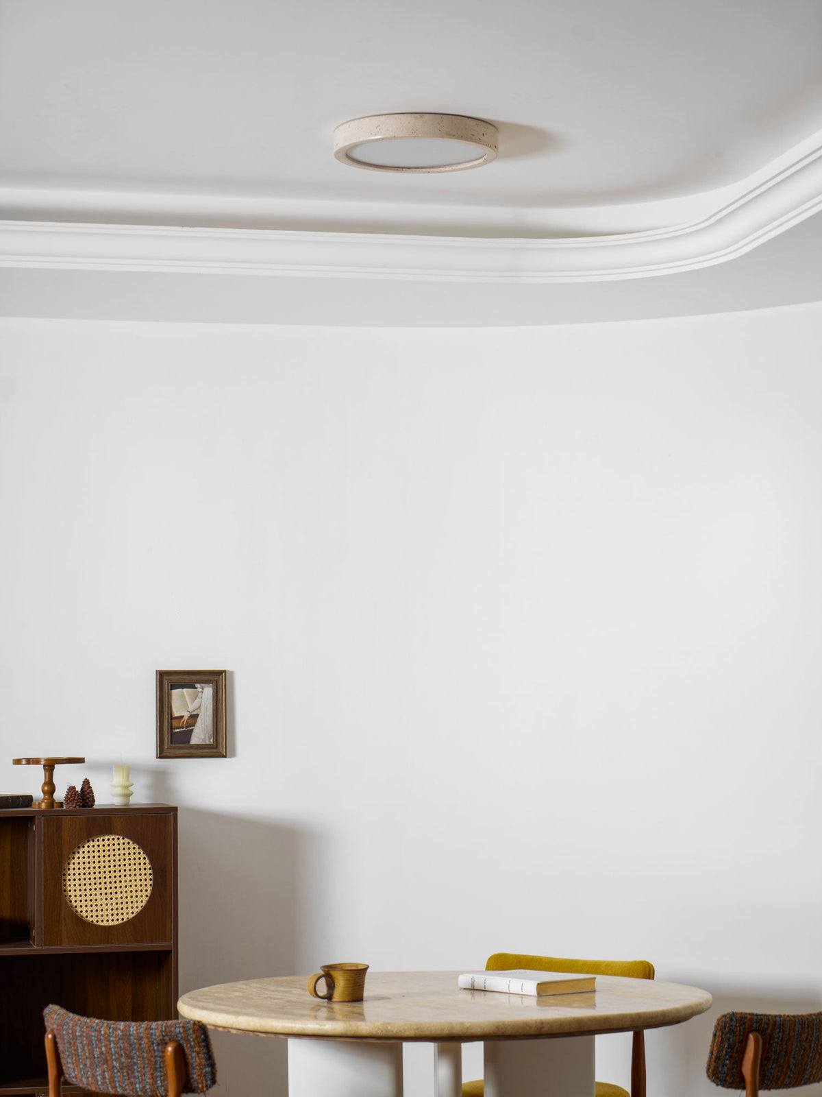 Horizon Travertine Ceiling Light – Modern Minimalist Flush Mount
