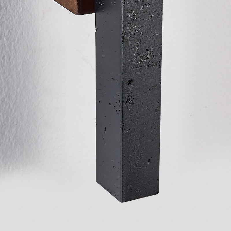 Horizon Pillar Sconce — Black Travertine & Walnut Wall Light