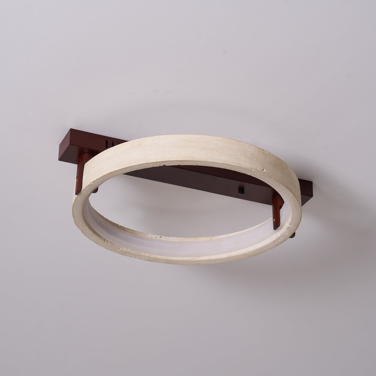 Horizon Ring Ceiling Lamp in Natural Travertine | Modern Flush Mount LED Light