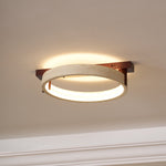 Horizon Ring Ceiling Lamp in Natural Travertine | Modern Flush Mount LED Light
