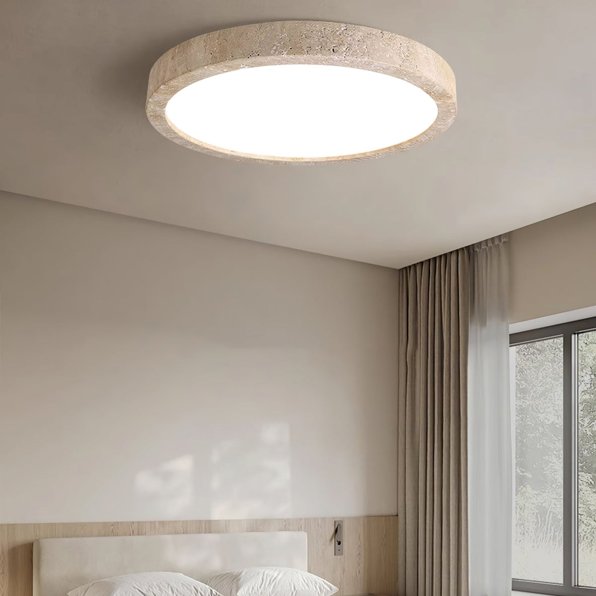 Horizon Travertine Ceiling Light – Modern Minimalist Flush Mount