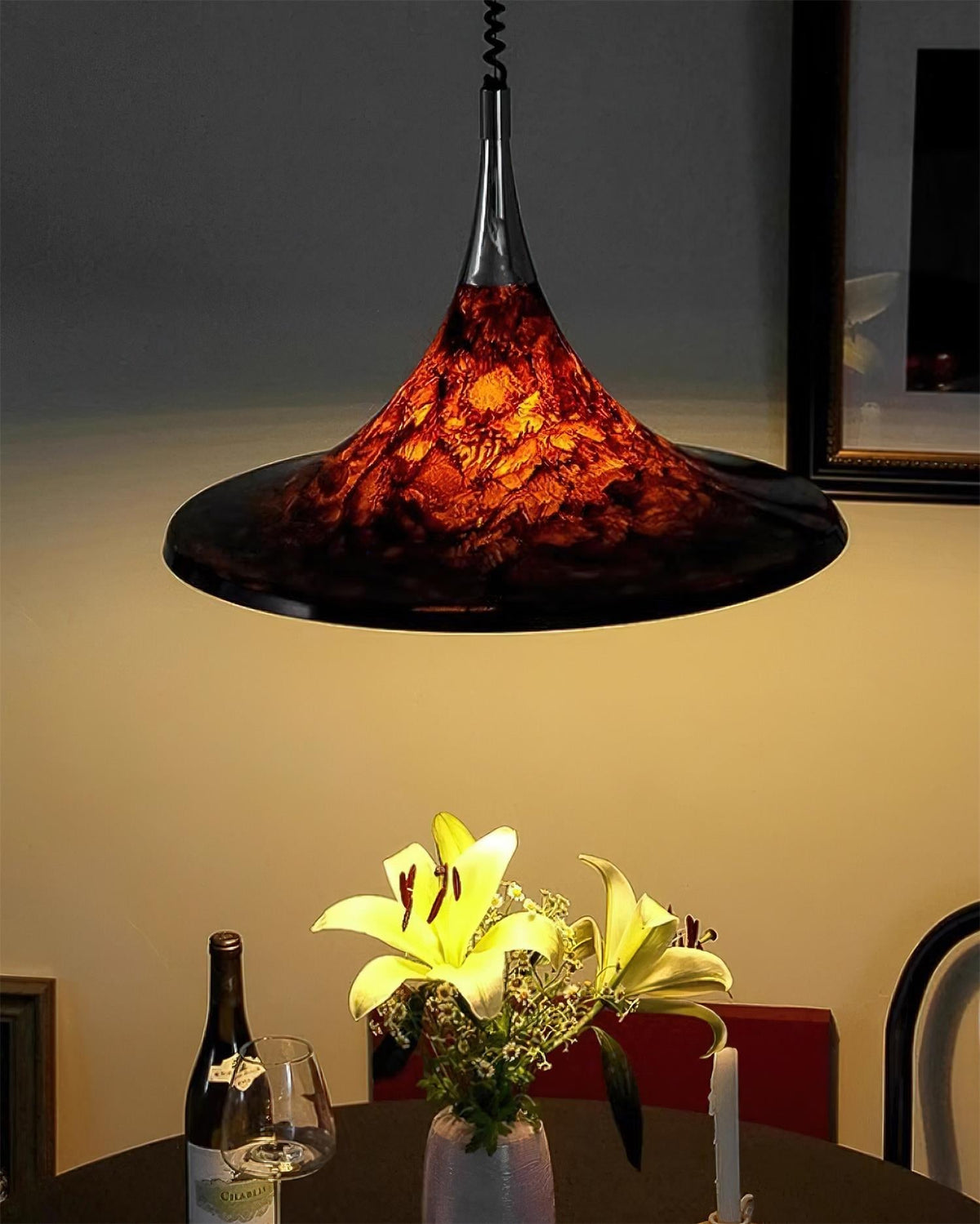 Horn of Light Pendant Lamp | Amber Acrylic Modern Hanging Light