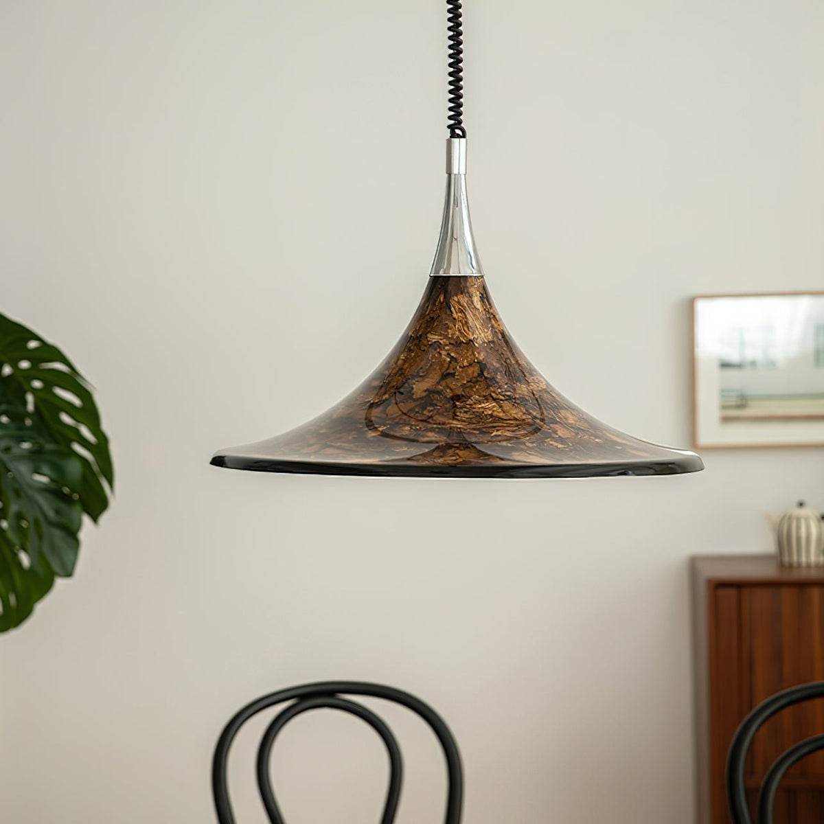 Horn of Light Pendant Lamp | Amber Acrylic Modern Hanging Light
