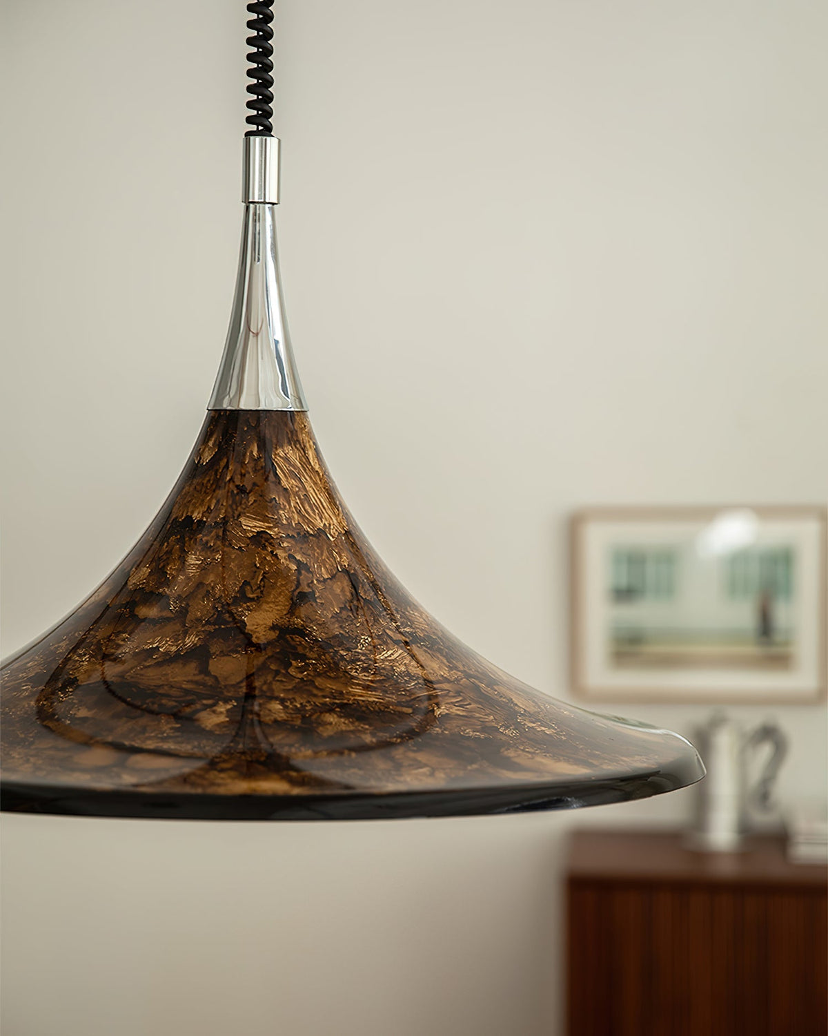 Horn of Light Pendant Lamp | Amber Acrylic Modern Hanging Light