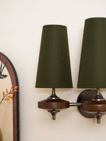 Orlan Twin Fabric Shade Wall Sconce in Walnut and Bronze