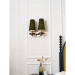Orlan Twin Fabric Shade Wall Sconce in Walnut and Bronze