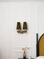 Orlan Twin Fabric Shade Wall Sconce in Walnut and Bronze