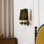 Orlan Twin Fabric Shade Wall Sconce in Walnut and Bronze