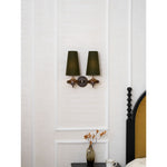 Orlan Twin Fabric Shade Wall Sconce in Walnut and Bronze