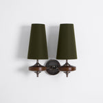 Orlan Twin Fabric Shade Wall Sconce in Walnut and Bronze