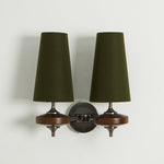 Orlan Twin Fabric Shade Wall Sconce in Walnut and Bronze