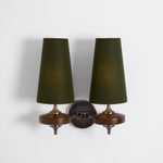 Orlan Twin Fabric Shade Wall Sconce in Walnut and Bronze