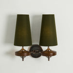 Orlan Twin Fabric Shade Wall Sconce in Walnut and Bronze