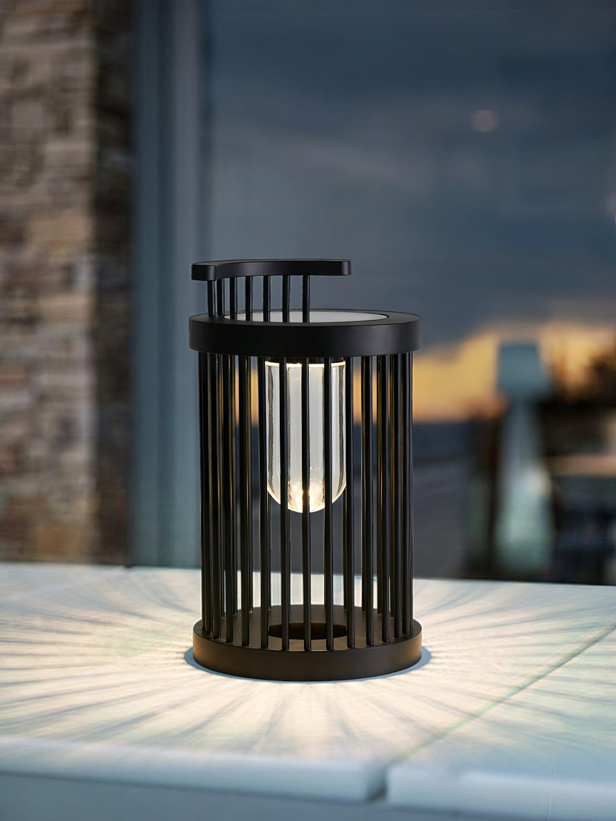Art Deco Hurricane Ruhlmann Outdoor LED Table Lamp in Black
