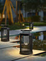 Art Deco Hurricane Ruhlmann Outdoor LED Table Lamp in Black