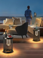Art Deco Hurricane Ruhlmann Outdoor LED Table Lamp in Black