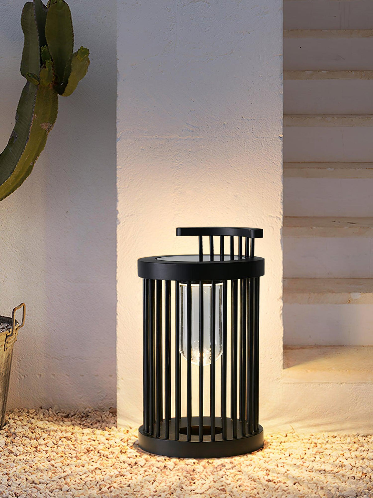 Art Deco Hurricane Ruhlmann Outdoor LED Table Lamp in Black