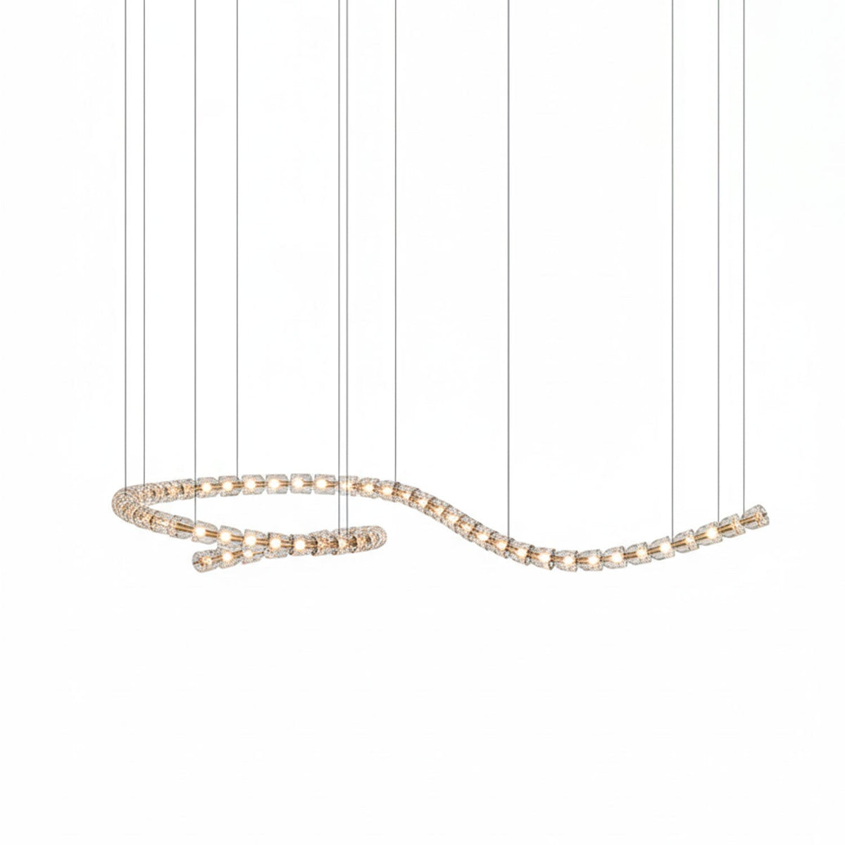 Gabriel Wave LED Chandelier – Sculptural Crystal Acrylic Pendant Light