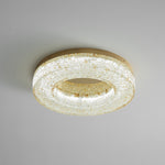 Ice Crack Circle Flush Mount Ceiling Light in Brass and Resin