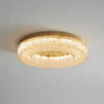Ice Crack Circle Flush Mount Ceiling Light in Brass and Resin