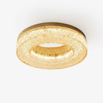 Ice Crack Circle Flush Mount Ceiling Light in Brass and Resin