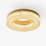 Ice Crack Circle Flush Mount Ceiling Light in Brass and Resin