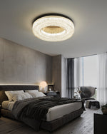 Ice Crack Circle Flush Mount Ceiling Light in Brass and Resin