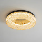 Ice Crack Circle Flush Mount Ceiling Light in Brass and Resin