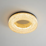 Ice Crack Circle Flush Mount Ceiling Light in Brass and Resin