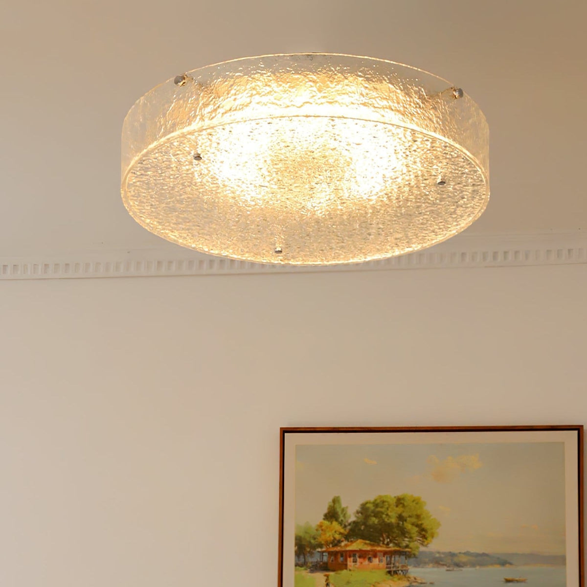 Illuminese Modern Flush Mount Ceiling Light with Acrylic Shade, Nickel Finish