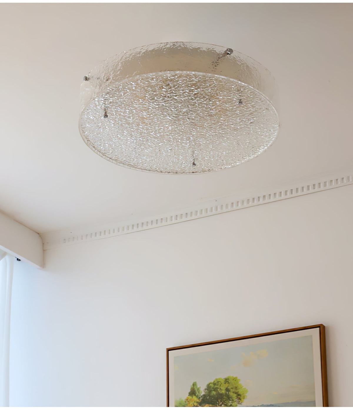 Illuminese Modern Flush Mount Ceiling Light with Acrylic Shade, Nickel Finish