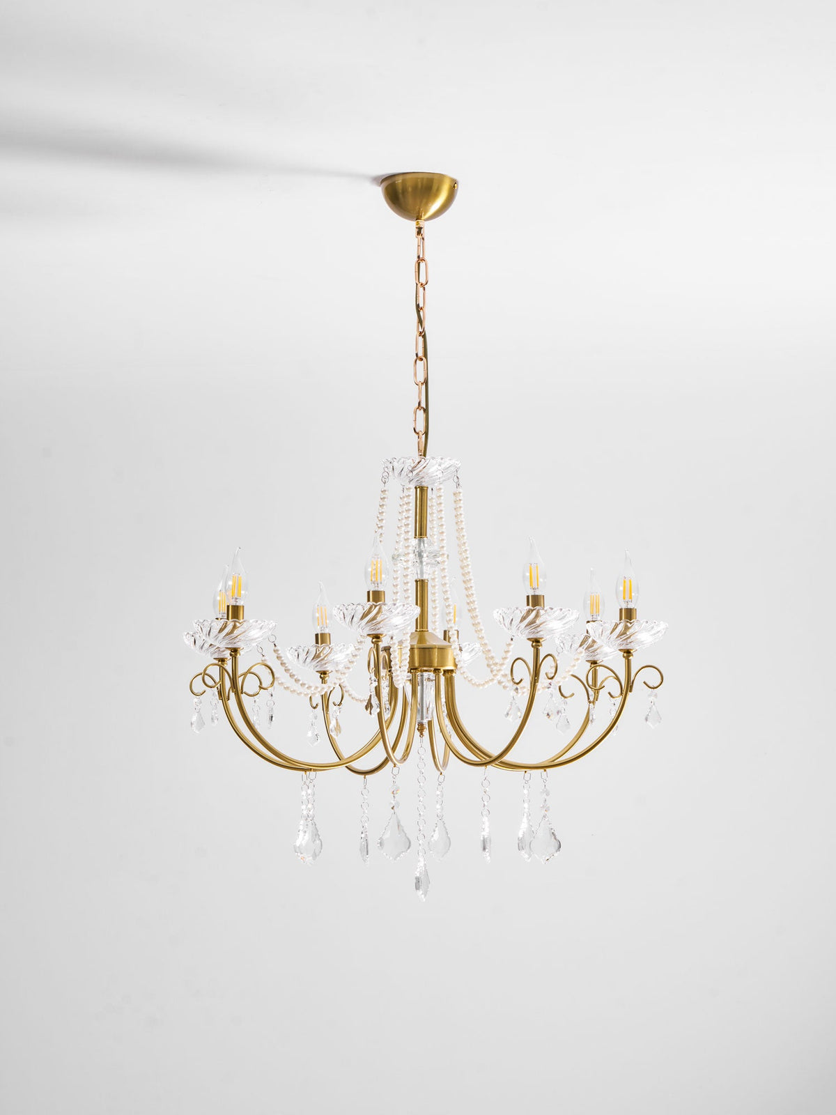 Imperial Pearl Crystal Chandelier – Gold Finish, E14, 6 & 8 Light Options