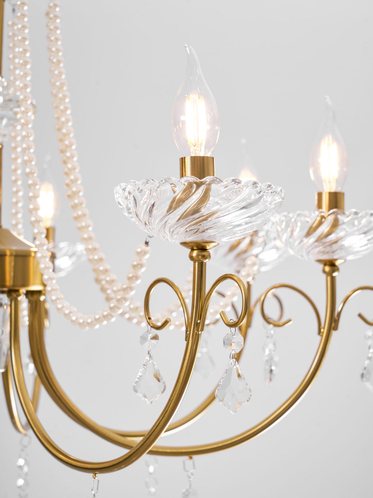 Imperial Pearl Crystal Chandelier – Gold Finish, E14, 6 & 8 Light Options