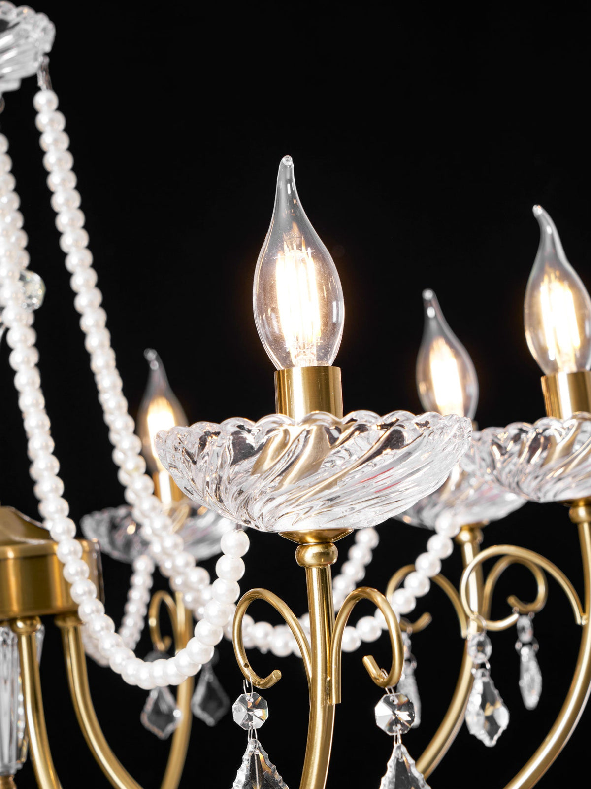 Imperial Pearl Crystal Chandelier – Gold Finish, E14, 6 & 8 Light Options