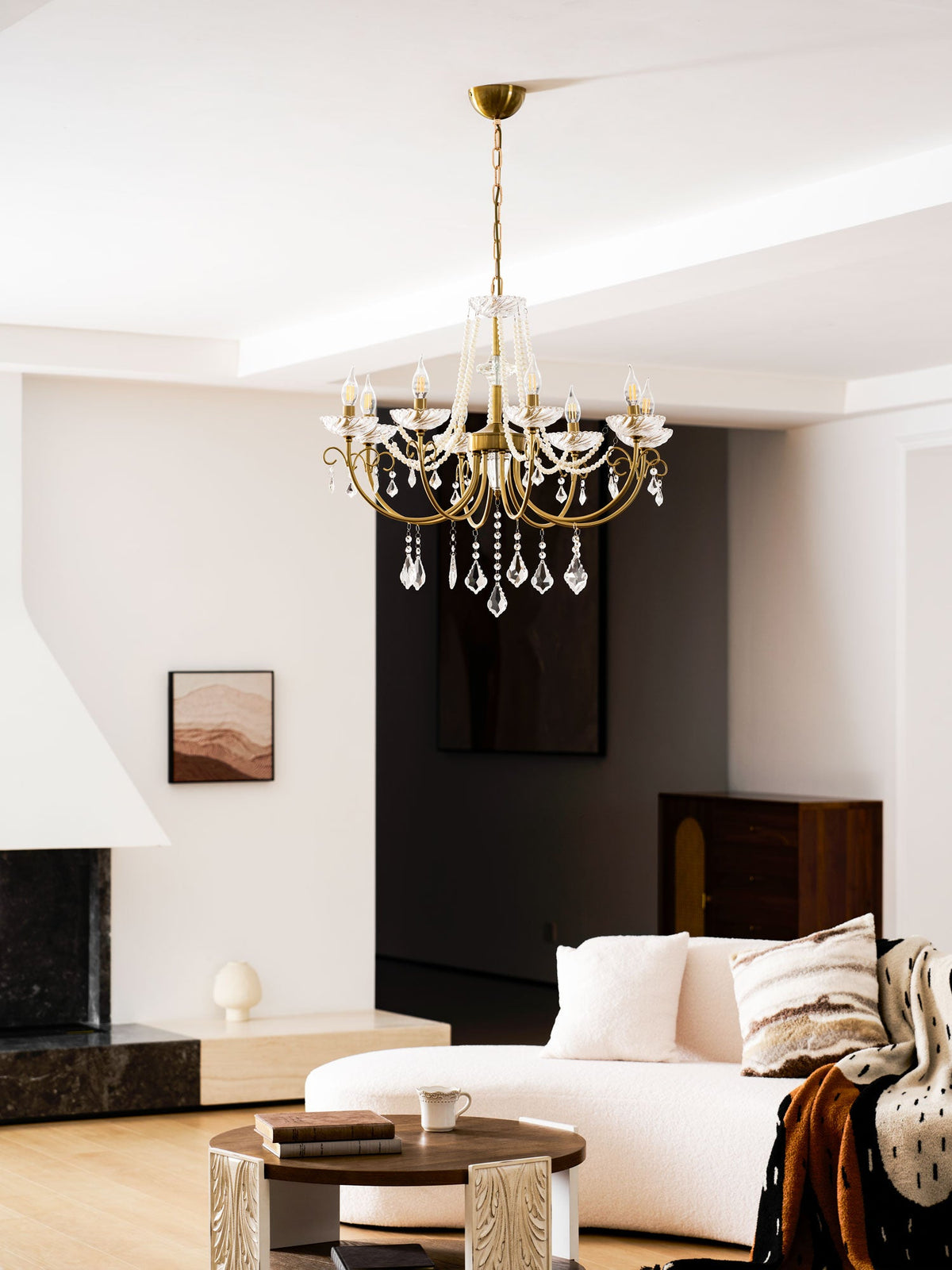 Imperial Pearl Crystal Chandelier – Gold Finish, E14, 6 & 8 Light Options