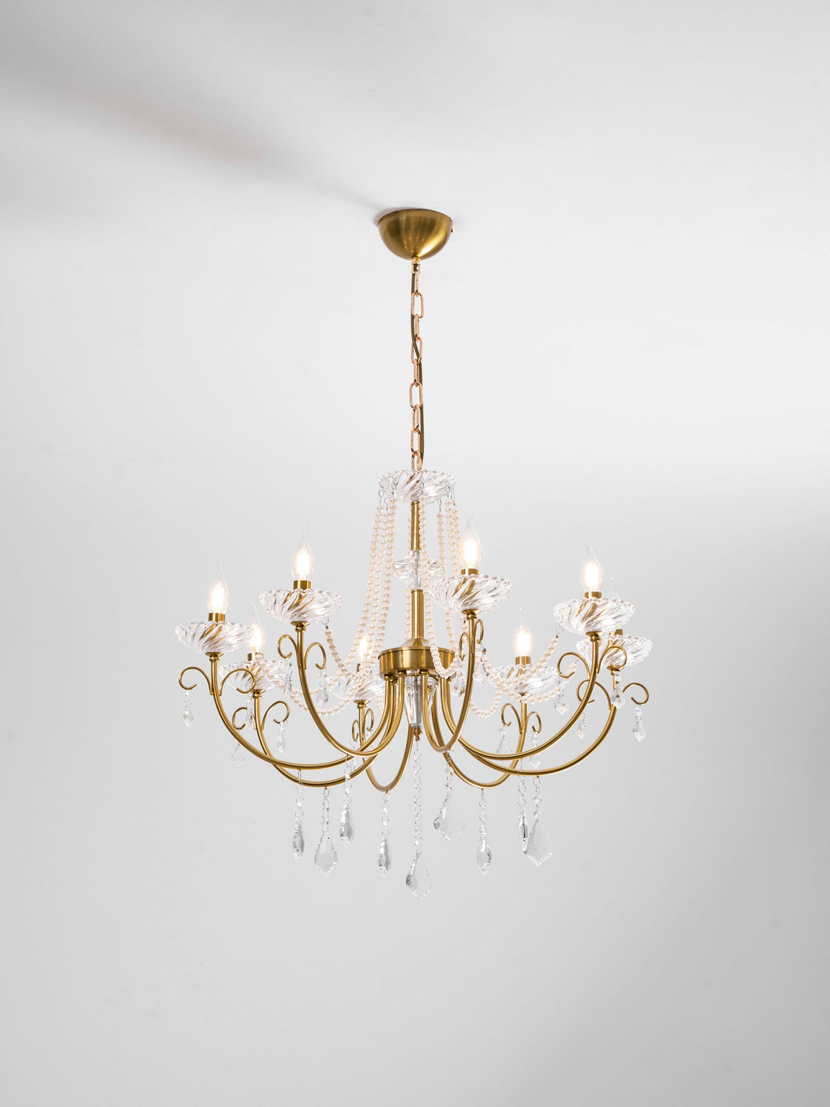Imperial Pearl Crystal Chandelier – Gold Finish, E14, 6 & 8 Light Options