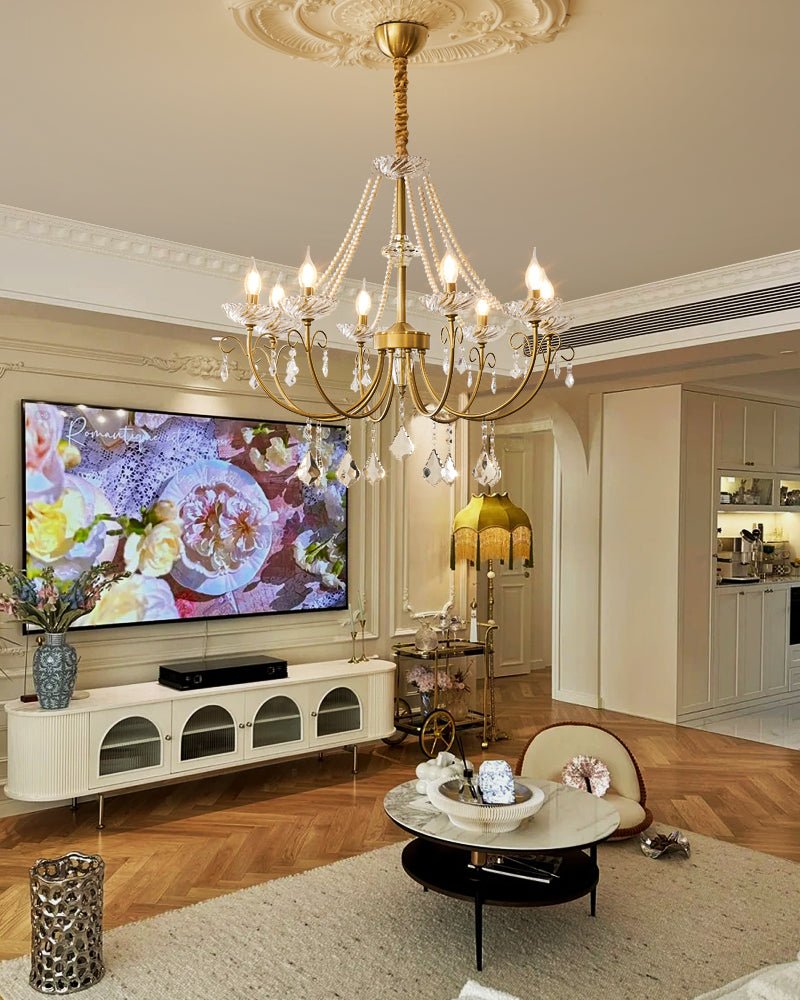 Imperial Pearl Crystal Chandelier – Gold Finish, E14, 6 & 8 Light Options