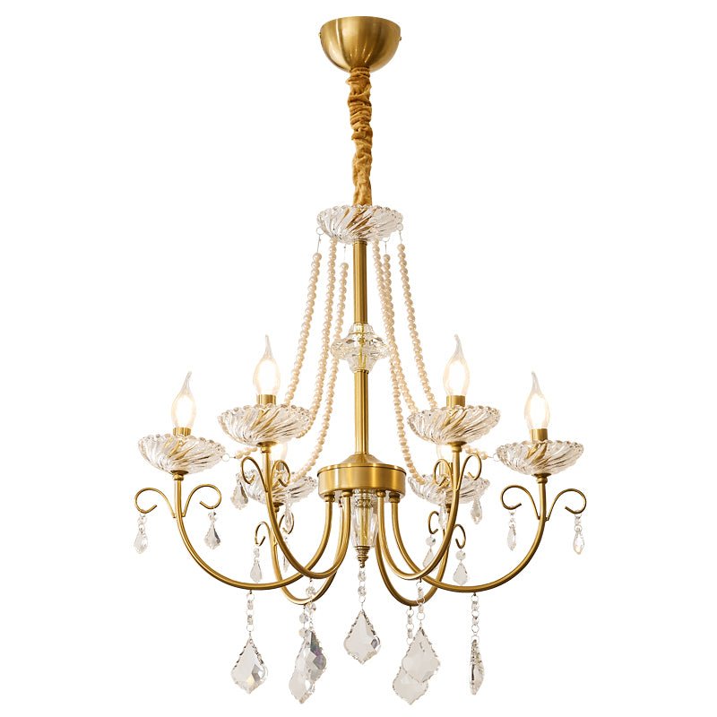 Imperial Pearl Crystal Chandelier – Gold Finish, E14, 6 & 8 Light Options