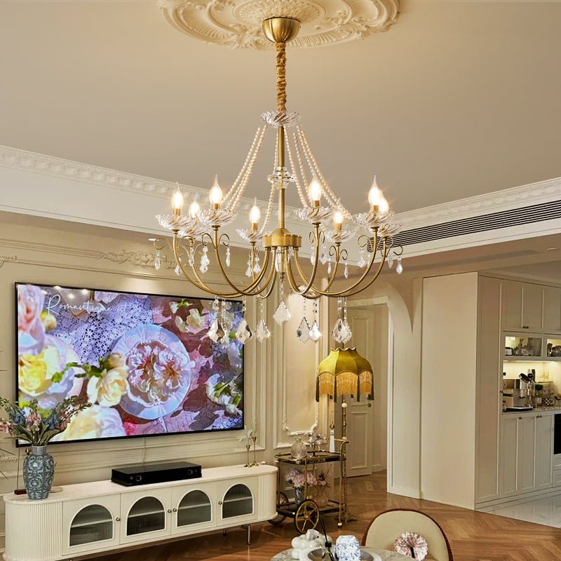 Imperial Pearl Crystal Chandelier – Gold Finish, E14, 6 & 8 Light Options