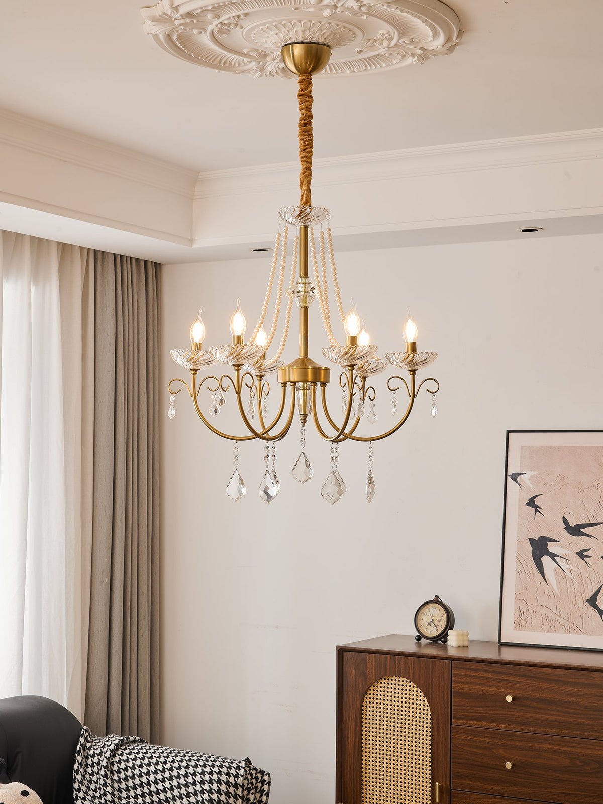 Imperial Pearl Crystal Chandelier – Gold Finish, E14, 6 & 8 Light Options
