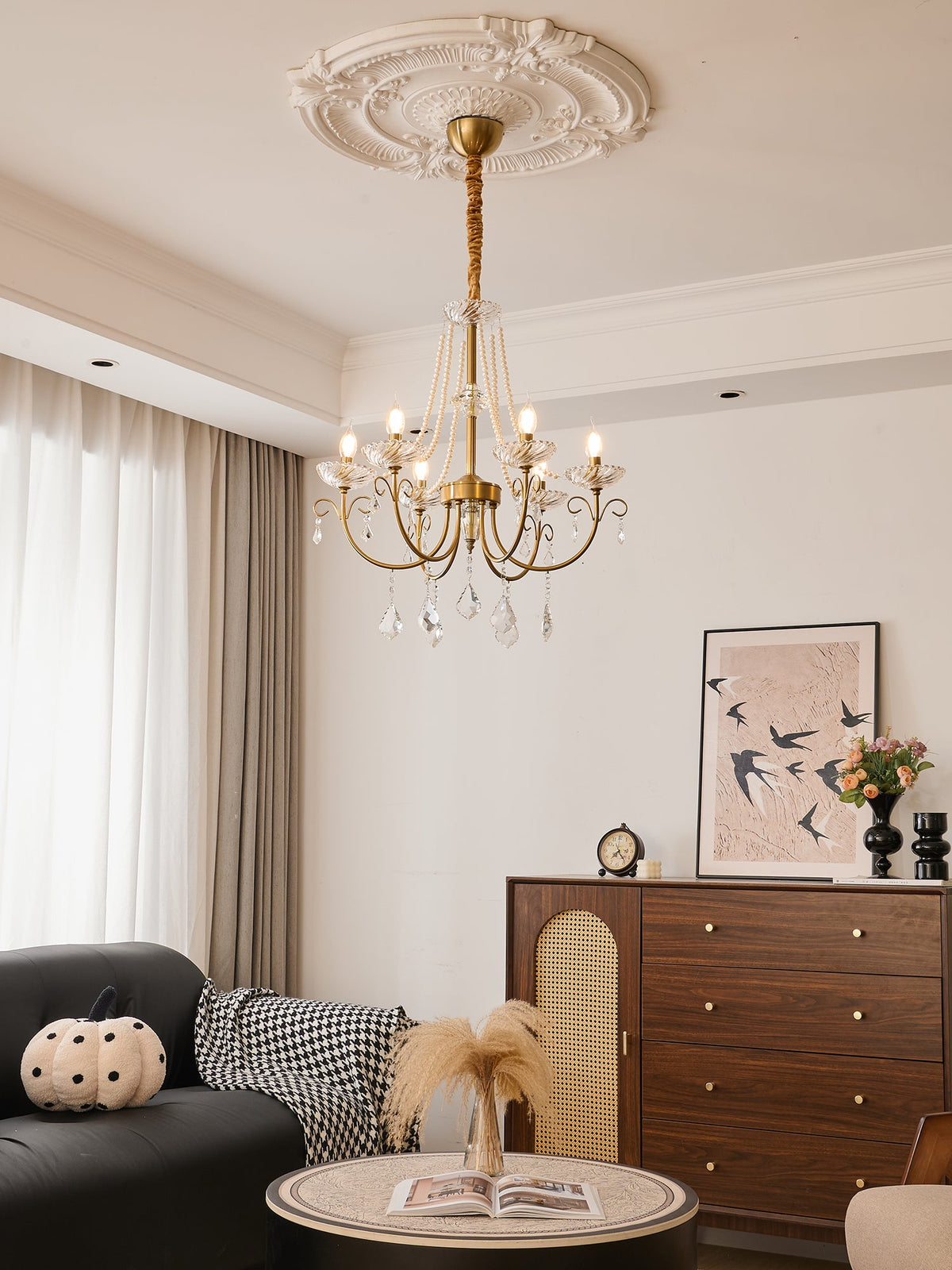 Imperial Pearl Crystal Chandelier – Gold Finish, E14, 6 & 8 Light Options