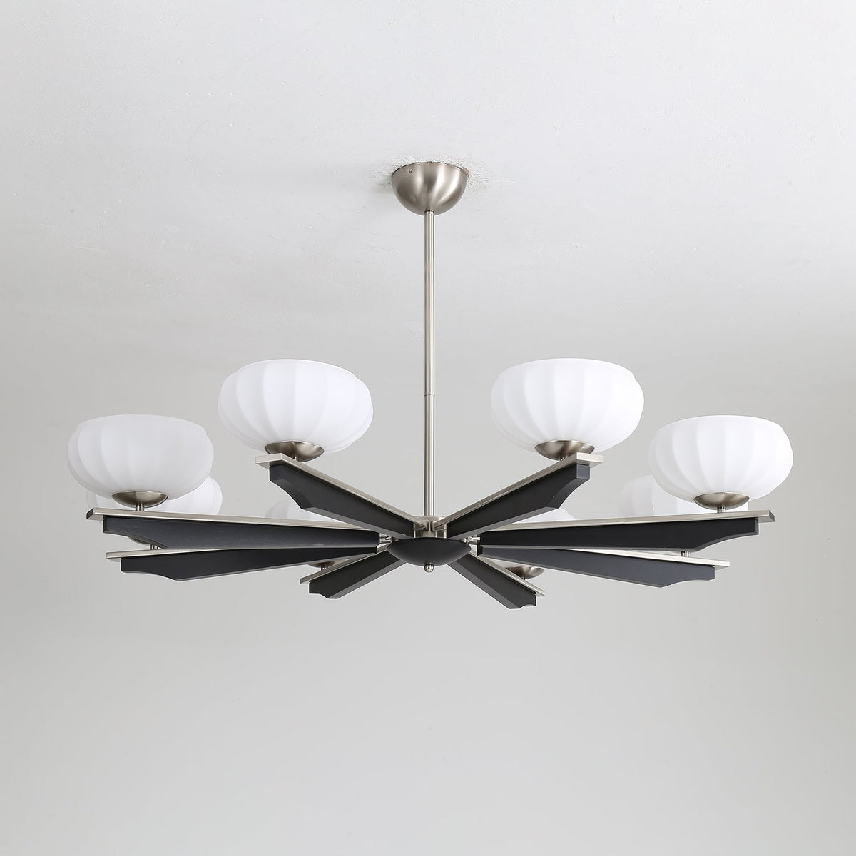 Imperium Modern Glass Wood Chandelier for Dining Room and Foyer