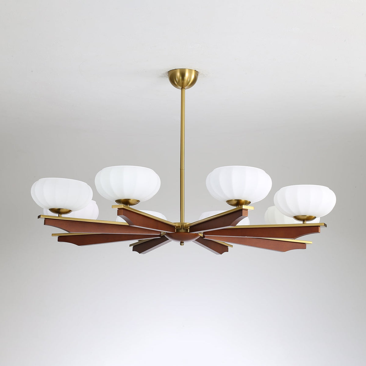 Imperium Modern Glass Wood Chandelier for Dining Room and Foyer