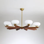 Imperium Modern Glass Wood Chandelier for Dining Room and Foyer