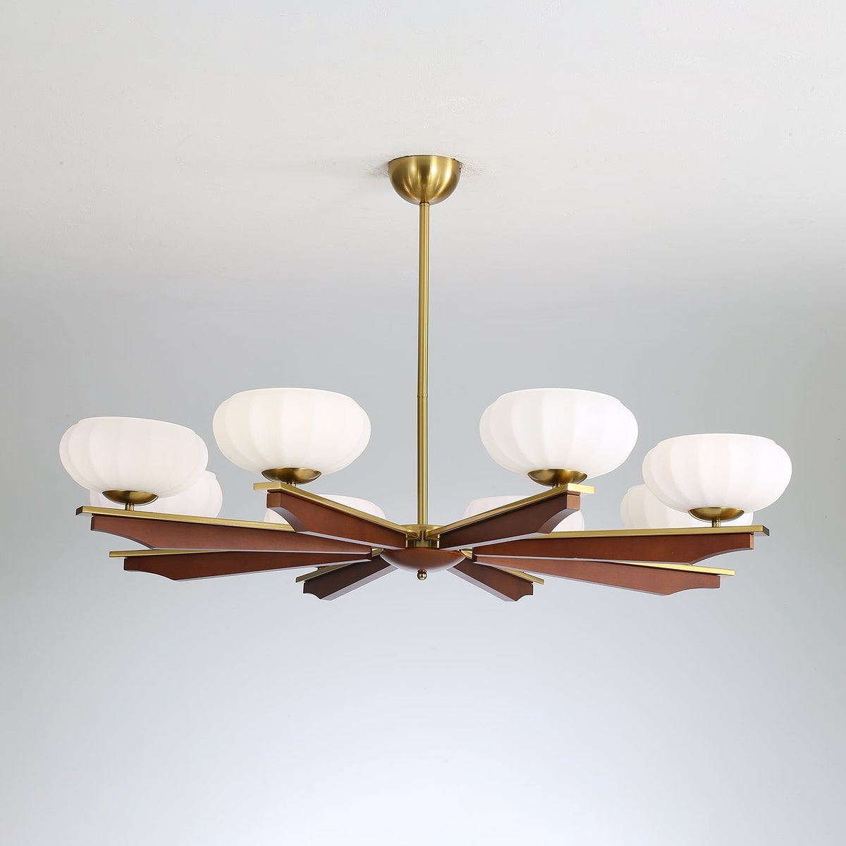 Imperium Modern Glass Wood Chandelier for Dining Room and Foyer