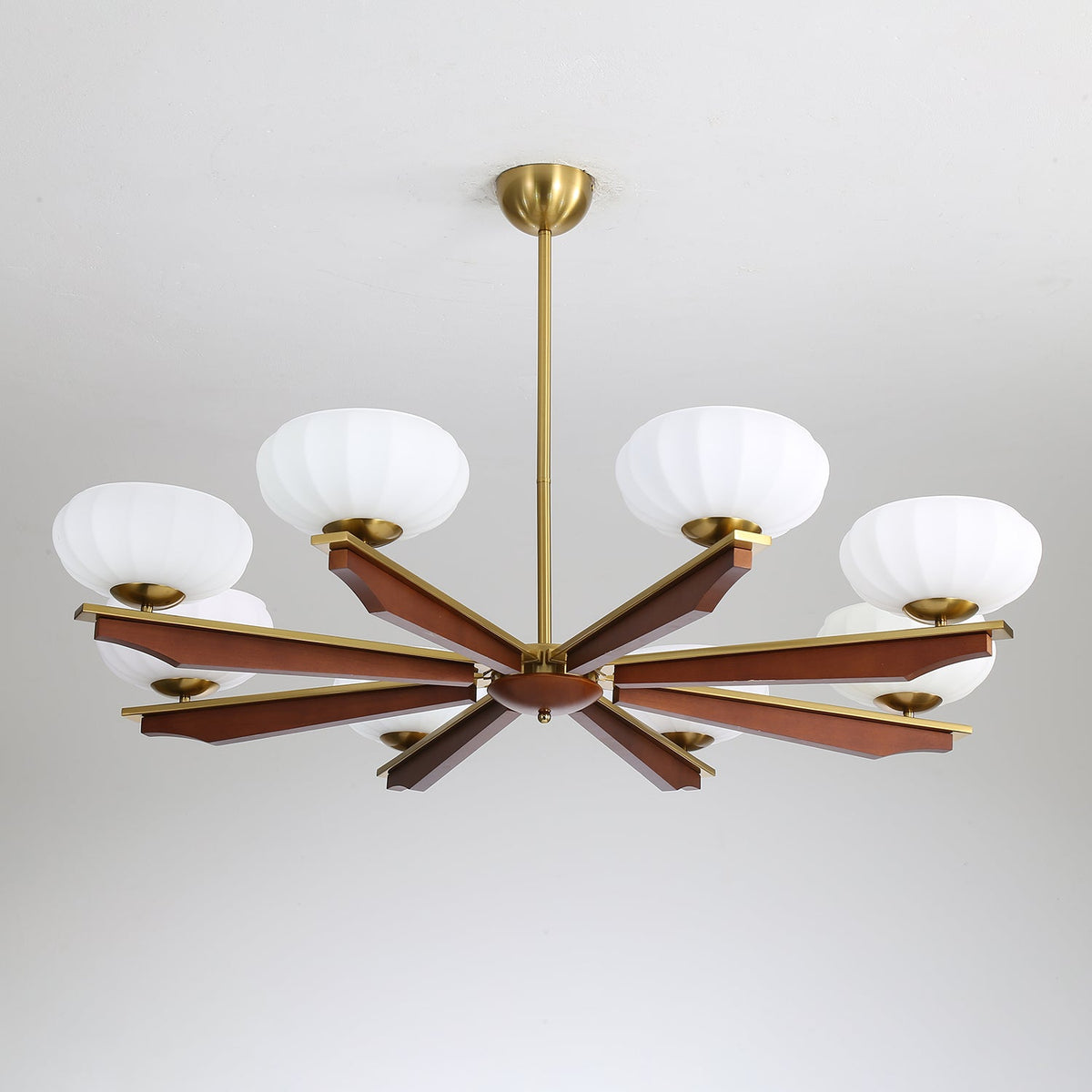 Imperium Modern Glass Wood Chandelier for Dining Room and Foyer