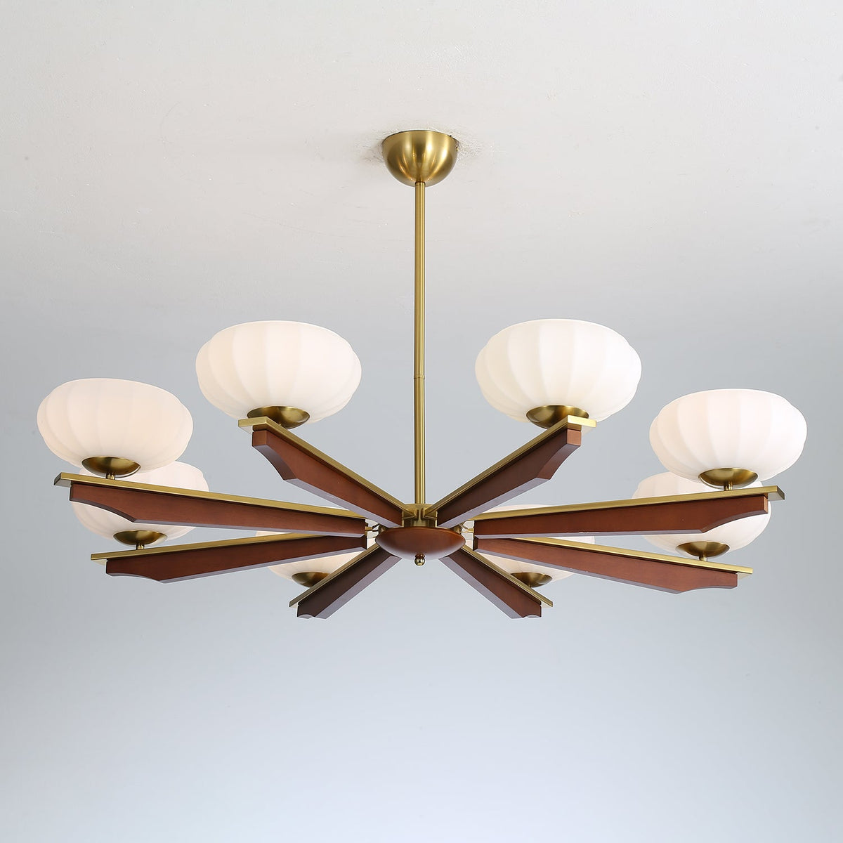 Imperium Modern Glass Wood Chandelier for Dining Room and Foyer