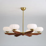 Imperium Modern Glass Wood Chandelier for Dining Room and Foyer