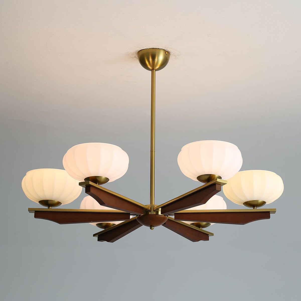 Imperium Modern Glass Wood Chandelier for Dining Room and Foyer