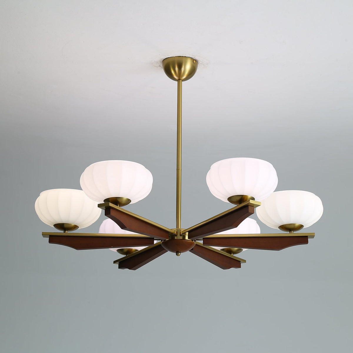 Imperium Modern Glass Wood Chandelier for Dining Room and Foyer